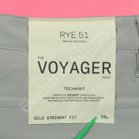 Rye 51 Pants Mens 38 Gray Voyager Silo Straight Fit Performance 5 Pocket New - Picture 4 of 7